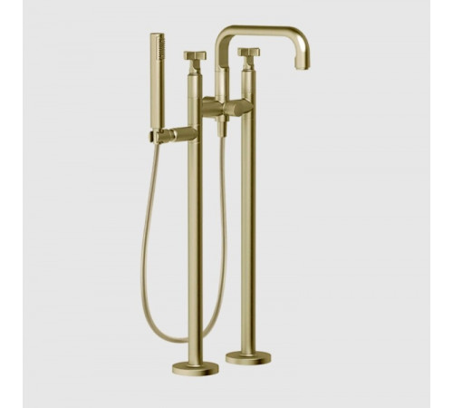 Смеситель для ванны и душа, Gessi, Inciso, напольный, цвет-Brushed Brass PVD