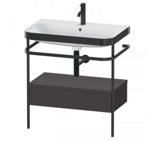 Консоль, Duravit, Happy D.2 Plus, шгв 775*490*850, с раковиной, цвет-чёрный матовый, цвет ящика-графит суперматовый