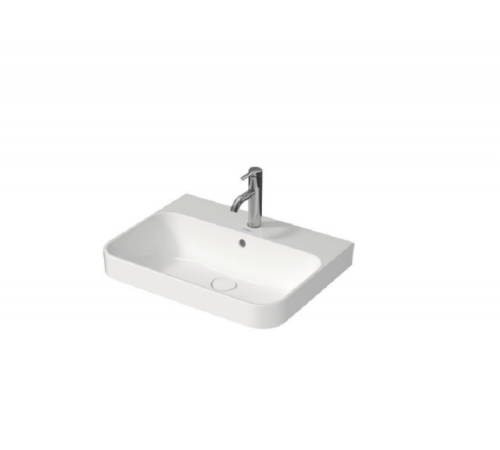 Раковина, Duravit, Happy D.2 Plus, шгв 600*460*195, отверстия для смесителя-отсутствуют, цвет-белый