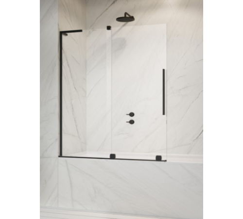 Шторка на ванну, Radaway, Furo SL PND II, шв 538*1500, петли-слева, цвет фурнитуры-черный, цвет стекла-прозрачный, Easy Clean