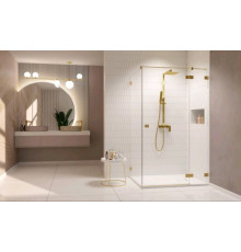 Дверь, Radaway, Essenza Pro KDJ, шв 1200*2000, петли-справа, brushed gold, цвет стекла-прозрачный, Easy Clean