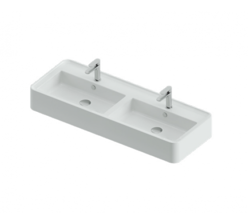 Раковина, Artceram, Rodolfo, с двойной чашей, шгв 1200*450*160, отверстия для смесителя-2, Saniglaze, цвет-Glossy White (Товар заказной, возврату не подлежит)