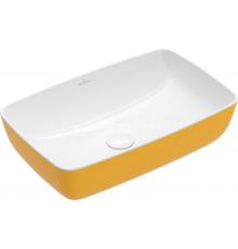 Раковина, Villeroy&Boch, Artis, шгв 580*385*130, отверстия для смесителя-отсутствуют, цвет снаружи/внутри-Indian Summer/белый