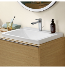 Раковина, Villeroy&Boch, Subway 3.0, шгв 600*470*120, отверстия для смесителя-1 сквозное, 2 промаркированных, цвет-альпийский белый