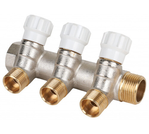 Коллектор, Premium, 3/4" x 1/2"ЕК, 3 выхода, с регулирующими вентилями