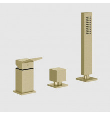 Смеситель для ванны и душа, Gessi, Rettangolo K, на 2 потребителя, цвет-Brushed Brass PVD