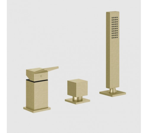 Смеситель для ванны и душа, Gessi, Rettangolo K, на 2 потребителя, цвет-Brushed Brass PVD