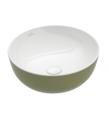 Раковина, Villeroy&Boch, Artis, шгв 430*430*130, отверстия для смесителя-отсутствуют, цвет снаружи/внутри-Sage Green/белый