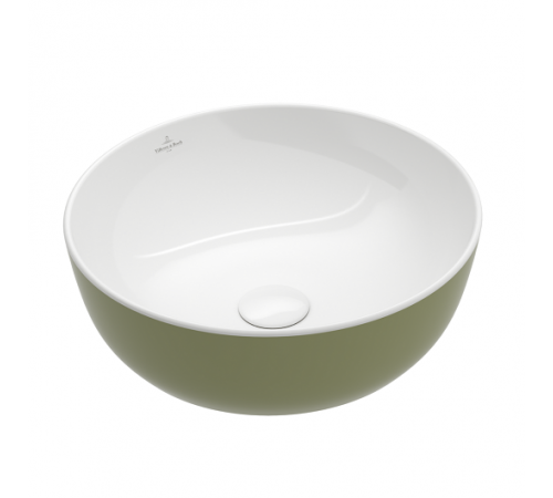 Раковина, Villeroy&Boch, Artis, шгв 430*430*130, отверстия для смесителя-отсутствуют, цвет снаружи/внутри-Sage Green/белый