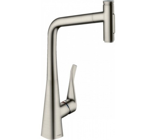 Смеситель для кухни, Hansgrohe, Metris Select M71, цвет-сталь