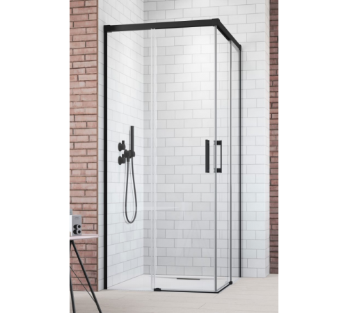 Дверь, Radaway, Idea 8 KDD, шв 800*2005, петли-слева, черный, цвет стекла-прозрачный, Easy Clean