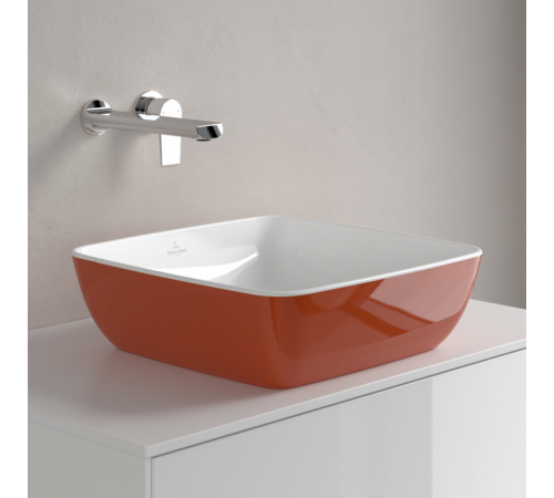 Раковина, Villeroy&Boch, Artis, шгв 410*410*130, отверстия для смесителя-отсутствуют, цвет снаружи/внутри-Rust/белый