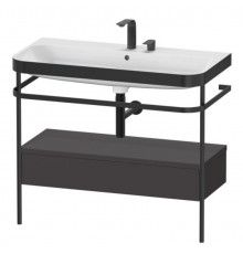 Консоль, Duravit, Happy D.2 Plus, шгв 975*490*850, с раковиной, цвет-чёрный матовый, цвет ящика-графит суперматовый