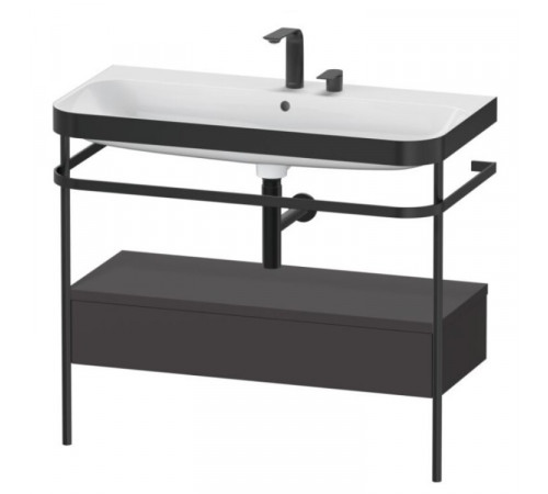 Консоль, Duravit, Happy D.2 Plus, шгв 975*490*850, с раковиной, цвет-чёрный матовый, цвет ящика-графит суперматовый