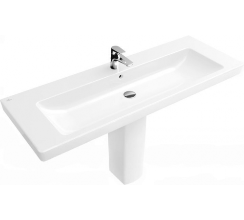 Раковина, Villeroy&Boch, Subway 2.0, шг 1300*470, отверстия для смесителя-1 сквозное, 2 промаркированных, CeramicPlus, цвет-альпийский белый