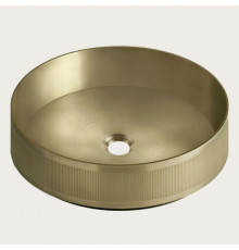 Раковина, Gessi, VENTI20, Rigato, шгв 400*400*125, отверстия для смесителя-отсутствуют, цвет-Brushed Brass PVD