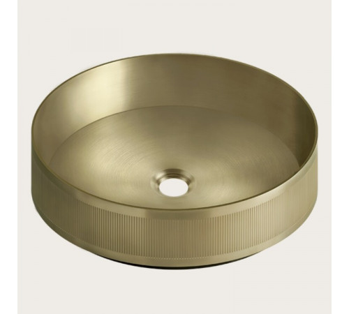 Раковина, Gessi, VENTI20, Rigato, шгв 400*400*125, отверстия для смесителя-отсутствуют, цвет-Brushed Brass PVD