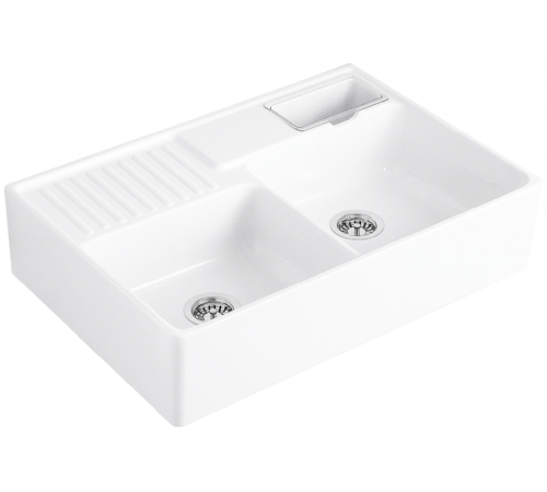 Мойка, Villeroy&Boch, Kitchen, двойная, шгв 895*630*220, CeramicPlus, цвет-альпийский белый (белый Alpin)