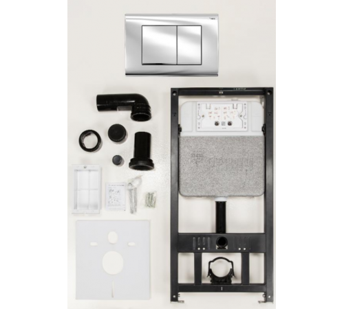 Комплект инсталляции, РЕХАУ, NOVAFLOW, для унитазов, шгв 520*125*1147, панель смыва-NOVA QUAD 001 с прямоугольными клавишами, цвет-хром глянцевый