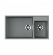 Мойка, OMOIKIRI, Tedori, шгв 850*465*235, отверстия для смесителя-2 промаркированных, чаши-2, цвет-Leningrad grey