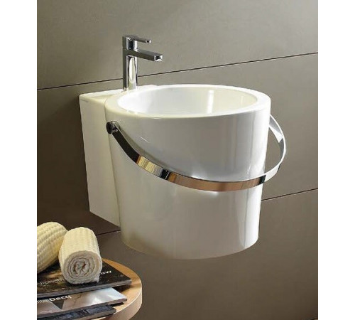 Раковина, Scarabeo, Bucket, шгв 405*540*350, отверстия для смесителя-1, цвет-белый глянцевый/хром