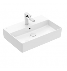 Раковина, Villeroy&Boch, Memento 2.0, шгв 600*420*140, отверстия для смесителя-1 сквозное, 2 промаркированных, CeramicPlus, цвет-альпийский белый