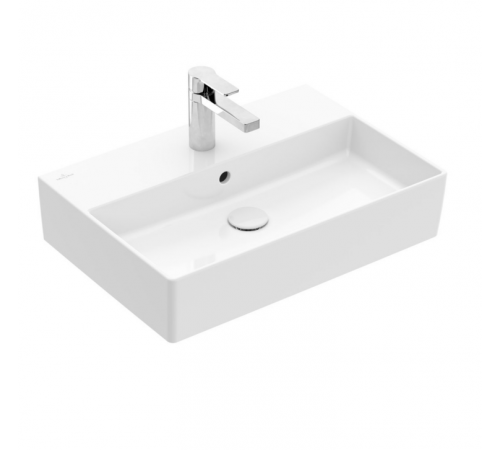Раковина, Villeroy&Boch, Memento 2.0, шгв 600*420*140, отверстия для смесителя-1 сквозное, 2 промаркированных, CeramicPlus, цвет-альпийский белый