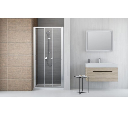Дверь, Radaway, Evo, шв 800*2000, трёхсекционая, петли-слева и справа, хром, цвет стекла-прозрачный, Easy Clean
