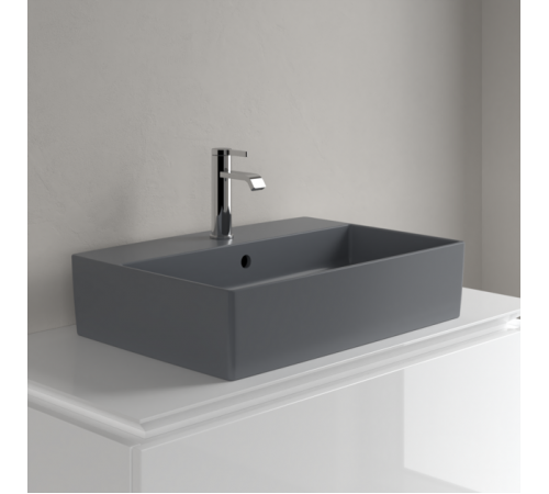 Раковина, Villeroy&Boch, Memento 2.0, шгв 600*420*90, отверстия для смесителя-1 сквозное, 2 промаркированных, CeramicPlus, цвет-Graphite