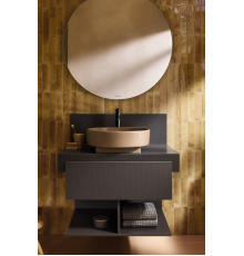 Тумба под раковину, Duravit, Balcoon, шгв 800*570*522, петли-слева и справа, раковина-необходимо заказать, цвет корпуса/фасада-Slate brown matt decor/Slate brown structured matt