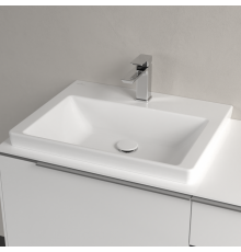 Раковина, Villeroy&Boch, Subway 3.0, шгв 600*470*120, отверстия для смесителя-1 сквозное, 2 промаркированных, CeramicPlus, цвет-альпийский белый