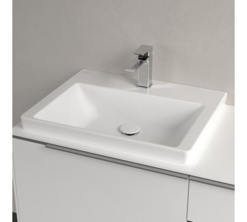 Раковина, Villeroy&Boch, Subway 3.0, шгв 600*470*120, отверстия для смесителя-1 сквозное, 2 промаркированных, CeramicPlus, цвет-альпийский белый