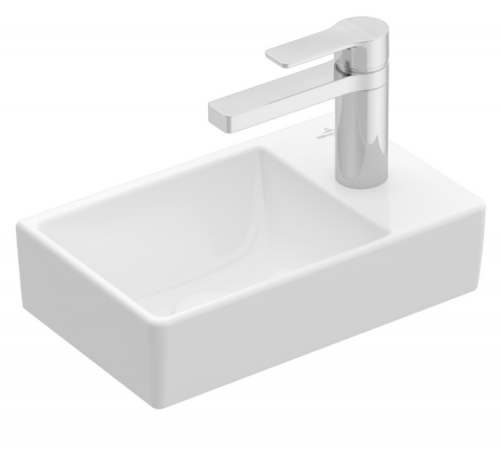 Раковина, Villeroy&Boch, Avento, шгв 360*220*90, отверстия для смесителя-1, CeramicPlus, цвет-альпийский белый