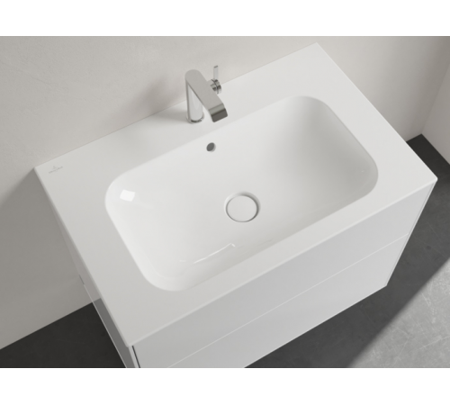 Раковина, Villeroy&Boch, Finion, шгв 800*500*100, отверстия для смесителя-1, CeramicPlus, цвет-альпийский белый