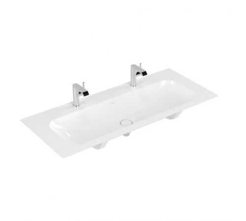 Раковина, Villeroy&Boch, Finion, шгв 1200*500*100, отверстия для смесителя-2, CeramicPlus/нет, цвет-альпийский белый (белый Alpin)