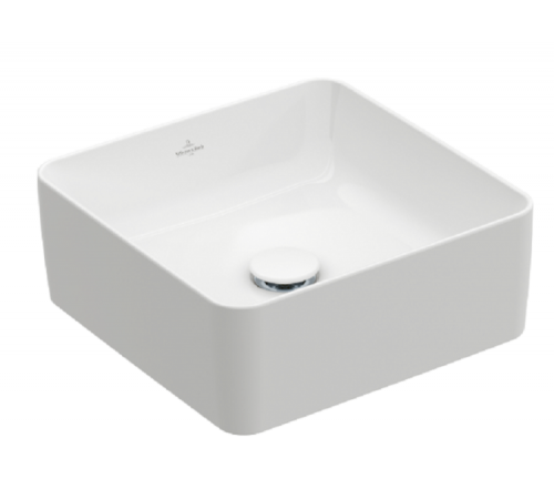Раковина, Villeroy&Boch, Collaro, шгв 380*380*145, отверстия для смесителя-отсутствуют, CeramicPlus, цвет-Stone White