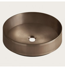 Раковина, Gessi, VENTI20, Rigato, шгв 400*400*125, отверстия для смесителя-отсутствуют, цвет-Copper Brushed PVD