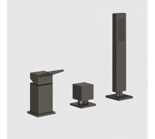 Смеситель для ванны и душа, Gessi, Rettangolo K, на 2 потребителя, цвет-Black Metal Brushed PVD