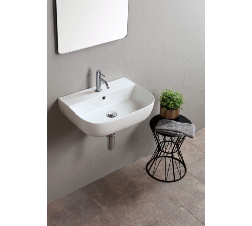 Раковина, Scarabeo, Glam, шгв 550*420*140, отверстия для смесителя-1, цвет-Lime matt