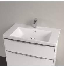 Раковина, Villeroy&Boch, Subway 3.0, шгв 800*470*120, отверстия для смесителя-1 сквозное, 2 промаркированных, CeramicPlus, цвет-альпийский белый
