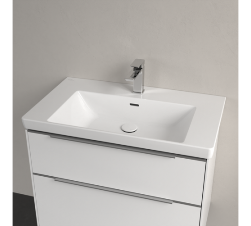 Раковина, Villeroy&Boch, Subway 3.0, шгв 800*470*120, отверстия для смесителя-1 сквозное, 2 промаркированных, цвет-альпийский белый