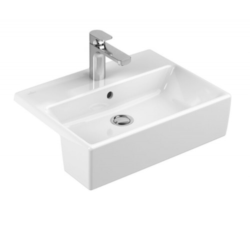 Раковина, Villeroy&Boch, Memento, шгв 550*425*140, отверстия для смесителя-1 сквозное, 2 промаркированных, цвет-альпийский белый