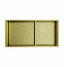 Мойка, OMOIKIRI, TAKI, шгв 850*440*200, отверстия для смесителя-отсутствуют, чаши-2, цвет-светлое золото