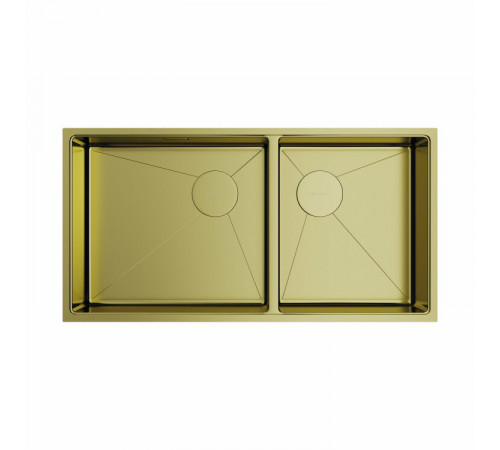 Мойка, OMOIKIRI, TAKI, шгв 850*440*200, отверстия для смесителя-отсутствуют, чаши-2, цвет-светлое золото