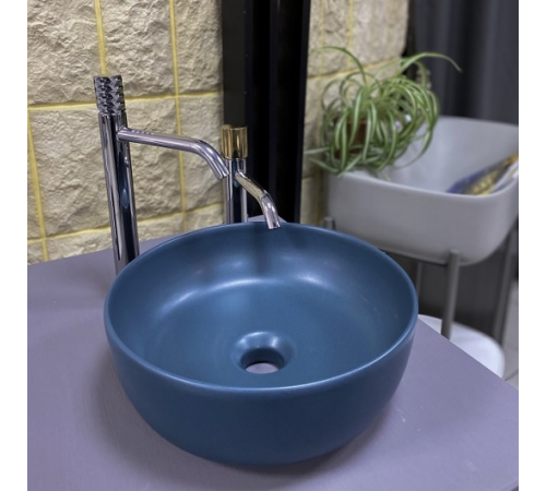 Раковина, Scarabeo, Glam, шгв 330*330*125, отверстия для смесителя-отсутствуют, цвет-Ocean