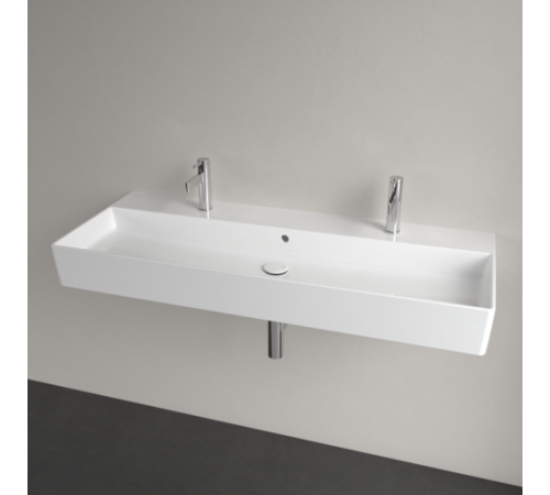 Раковина, Villeroy&Boch, Memento, шгв 1200*470*135, отверстия для смесителя-2, CeramicPlus, цвет-альпийский белый
