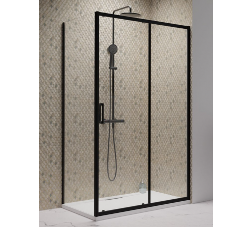 Дверь, Radaway, Premium Pro KDJ, шв 1300*2000, петли-справа, черный, цвет стекла-прозрачный, Easy Clean