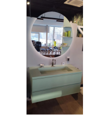 Комплект мебели, ARBI, тумба под раковину Decor+столешница Plaza с интегрированной раковиной и донным клапаном+зеркало Giotto, цвет-Verde Oliva Matt