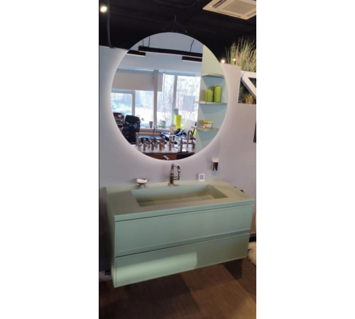 Комплект мебели, ARBI, тумба под раковину Decor+столешница Plaza с интегрированной раковиной и донным клапаном+зеркало Giotto, цвет-Verde Oliva Matt