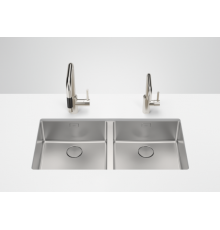 Мойка, Dornbracht, двойная, шгв 876*400*196, отверстия для смесителя-отсутствуют, цвет-сталь